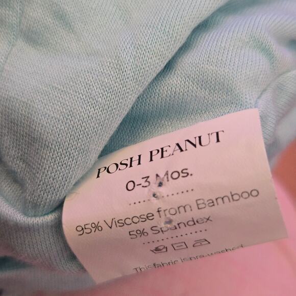 Posh Peanut Bamboo Newborn Swaddle & Beanie Hat Set – Mint, 0–3 Months - Picture 3 of 3